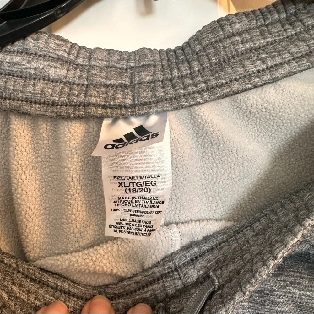 Adidas Youth Heather Gray with white stripes Joggers YXL 18/20